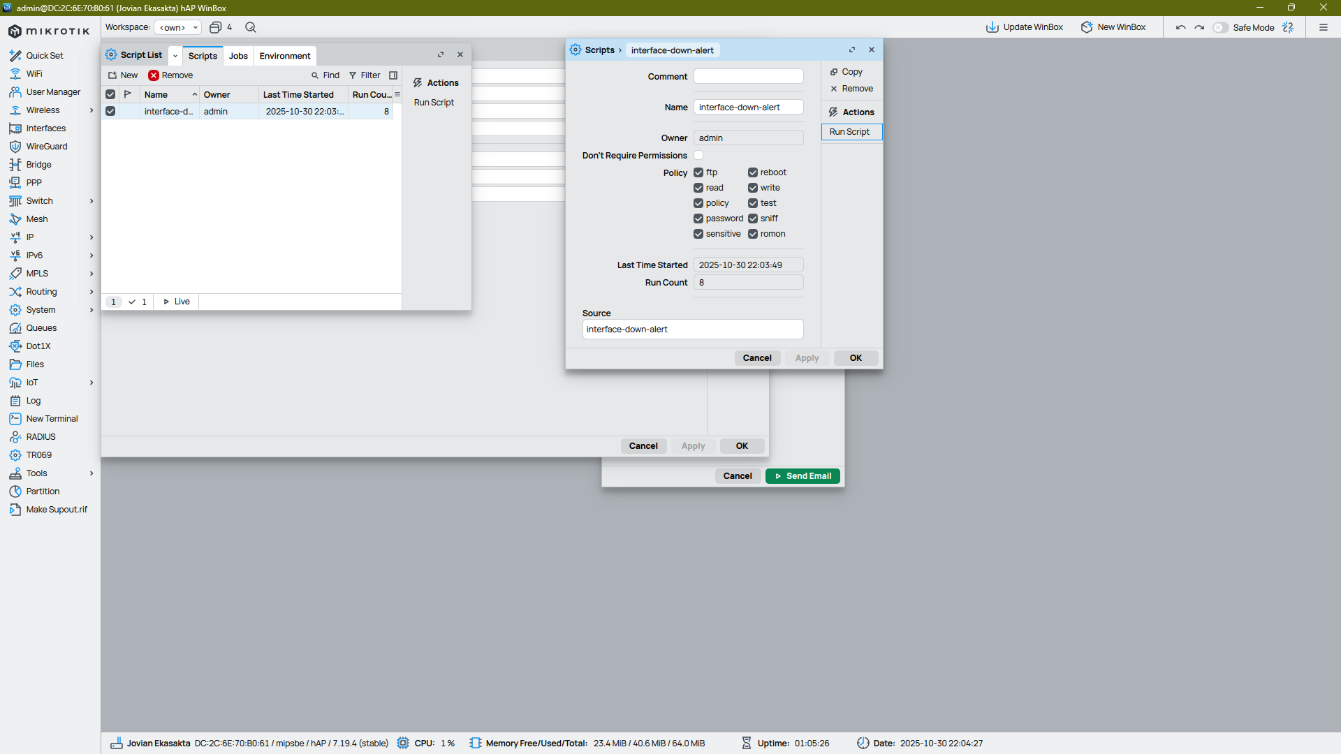 Winbox System Scripts Menu